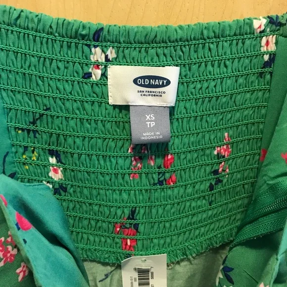 Old Navy Green Floral Fit & Flare Spaghetti Strap Dress - Picture 3 of 3
